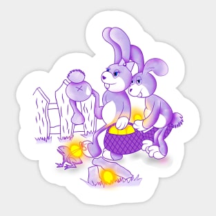 three rabbit in easter day Sticker